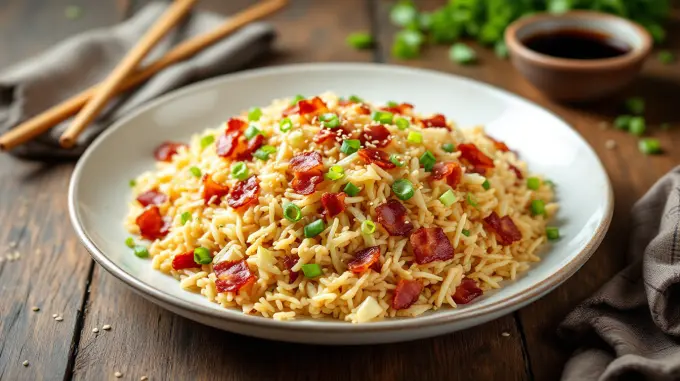 Stir-Fried Rice with Cabbage & Bacon