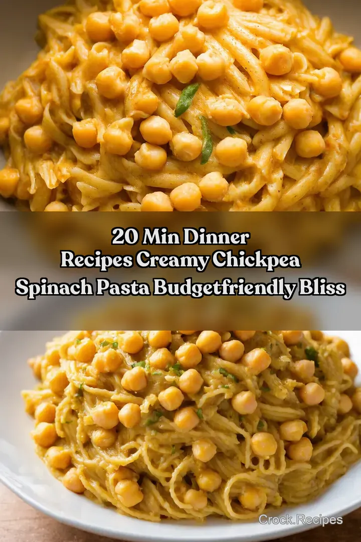 20 Min Dinner Recipes Creamy Chickpea Spinach Pasta BudgetFriendly Bliss