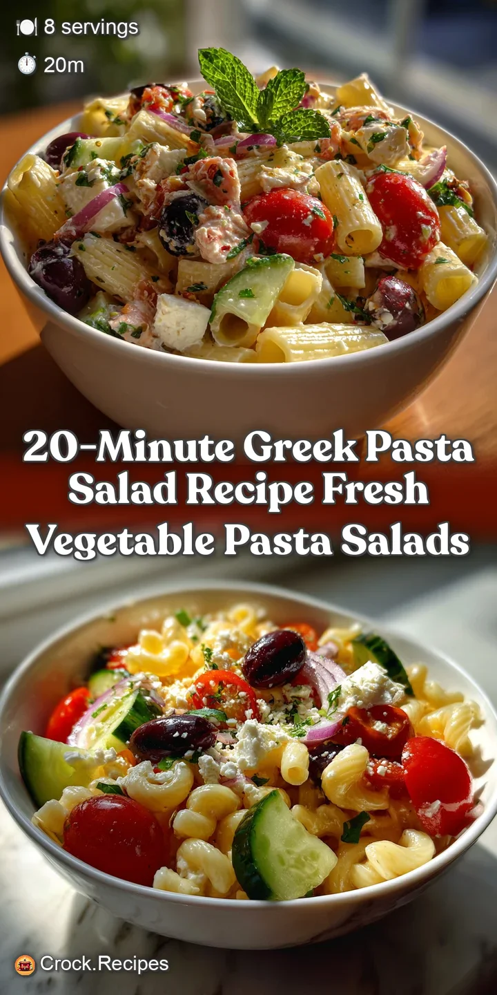 20-Minute Greek Pasta Salad Recipe Fresh Vegetable Pasta Salads