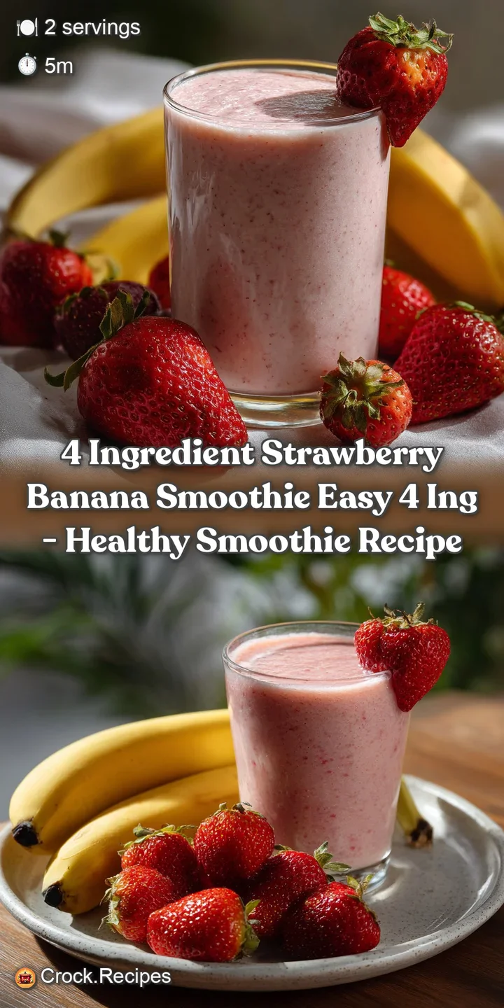 4 Ingredient Strawberry Banana Smoothie Easy 4 Ing - Healthy Smoothie Recipe