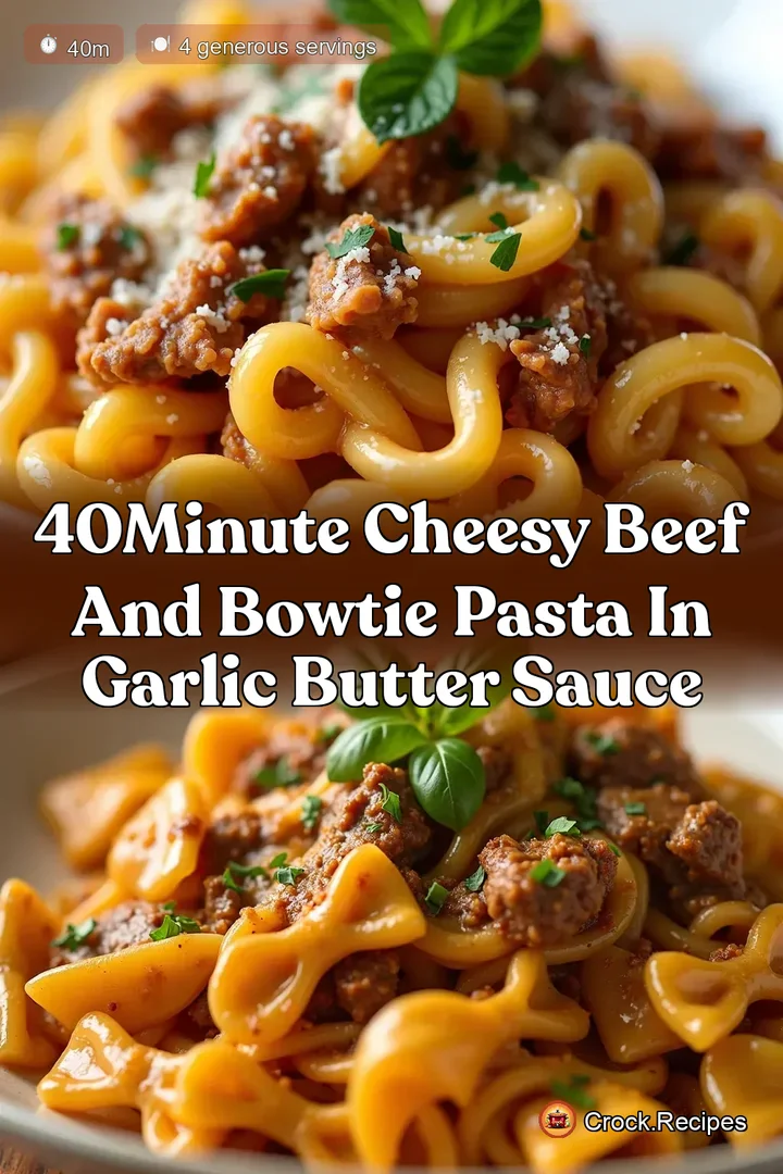 40Minute Cheesy Beef and Bowtie Pasta in Garlic Butter Sauce