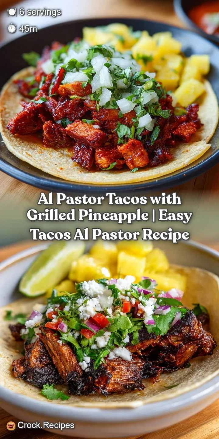 Close-up of a single Al Pastor taco revealing smoky, tender pork with glistening chunks of sweet, grilled pineapple.