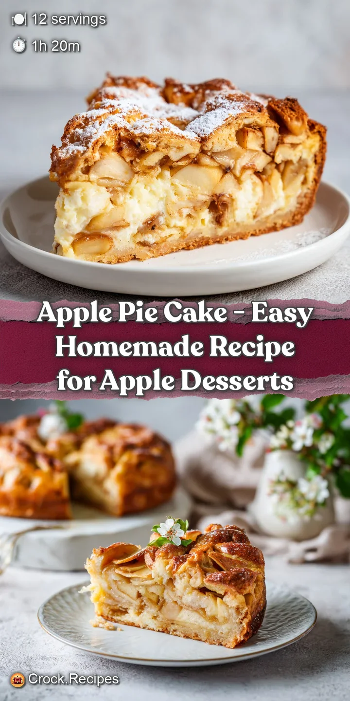 Close-up of a fork breaking into a moist slice of apple pie cake, revealing tender baked apples.