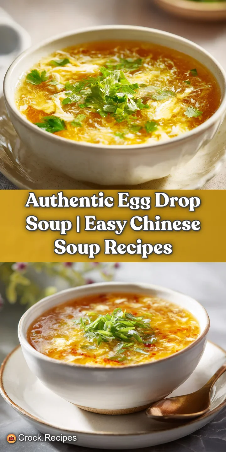 Close-up of tender, golden egg ribbons gently swirling in a rich, steaming broth with flecks of fresh green herbs.