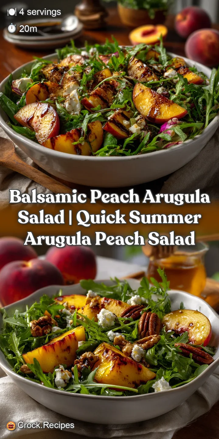 Balsamic Peach Arugula Salad | Quick Summer Arugula Peach Salad