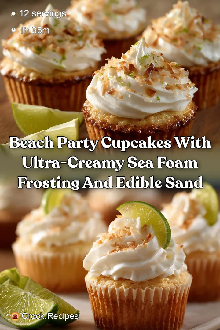 Beach Party Cupcakes with Ultra-Creamy Sea Foam Frosting and Edible Sand
