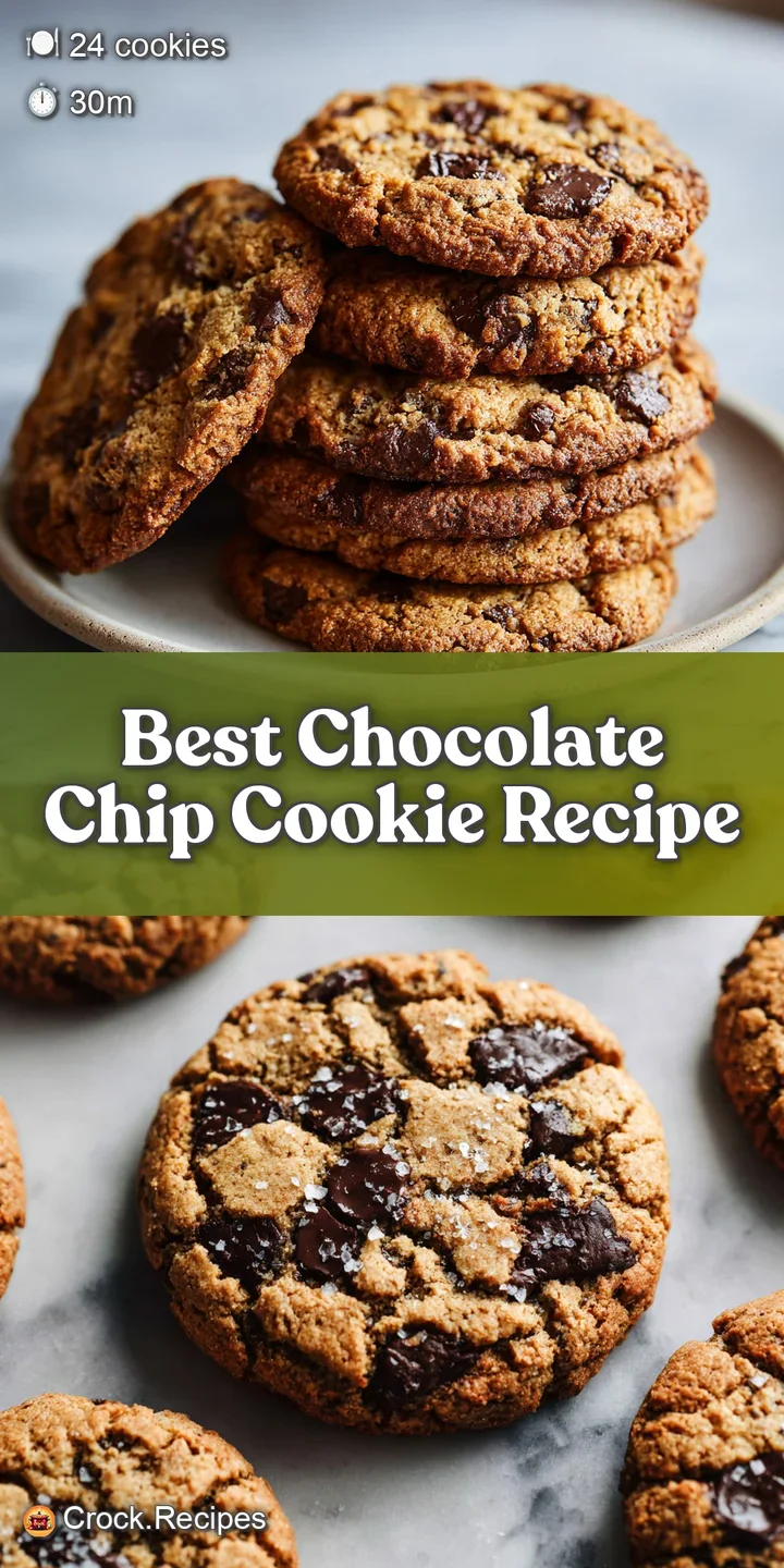 Close-up of a chewy chocolate chip cookie, freckled with melted chips and a slightly crisp, golden edge.