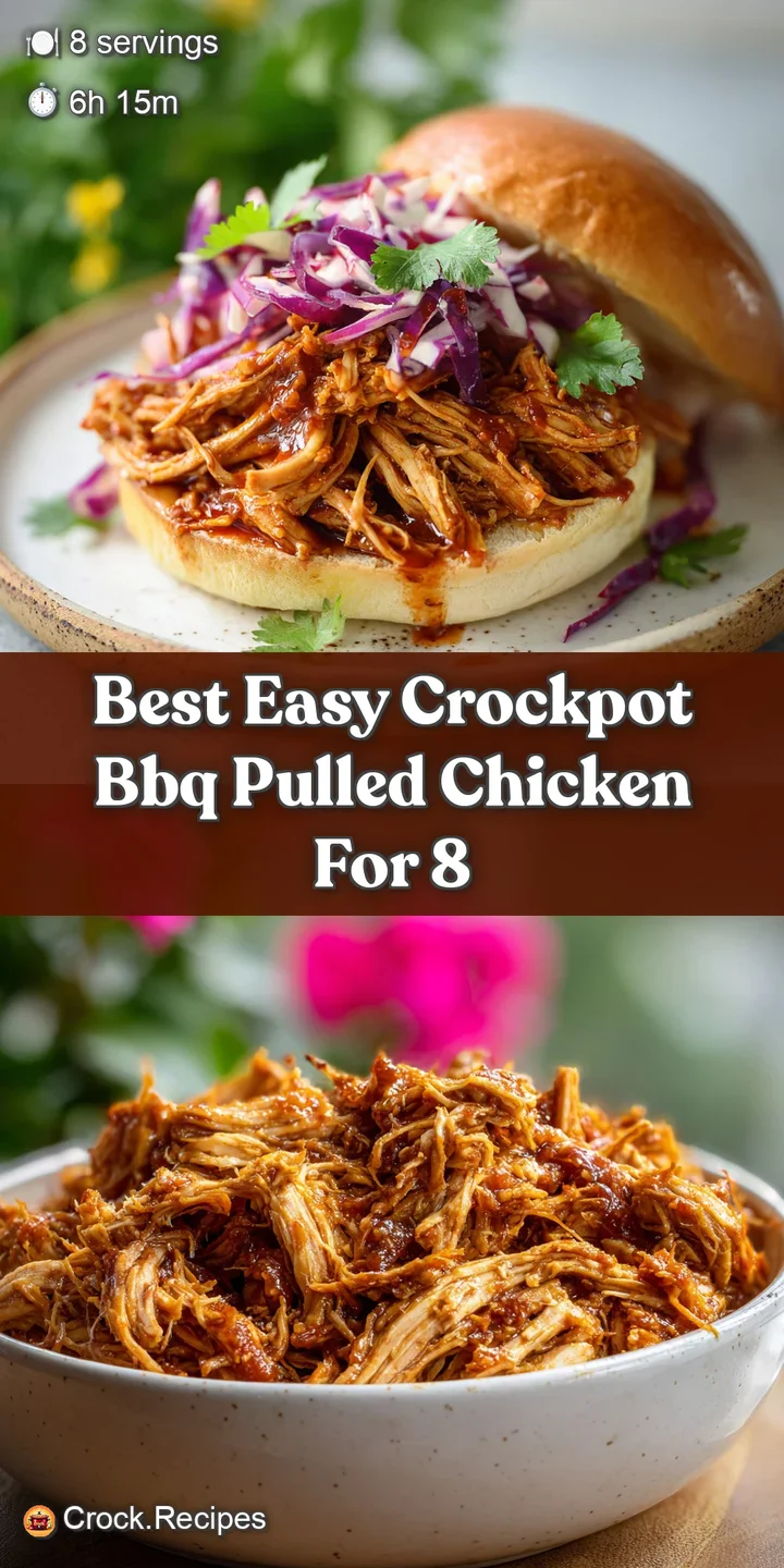 Close-up of tender, juicy pulled chicken smothered in a rich, dark BBQ sauce. Visible strands and glistening texture invit...