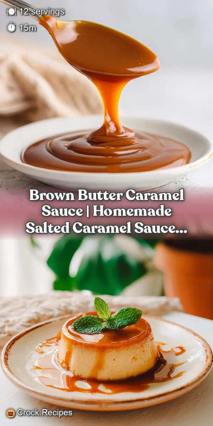 Close-up of thick, molten caramel sauce with visible streaks of toasted brown butter.