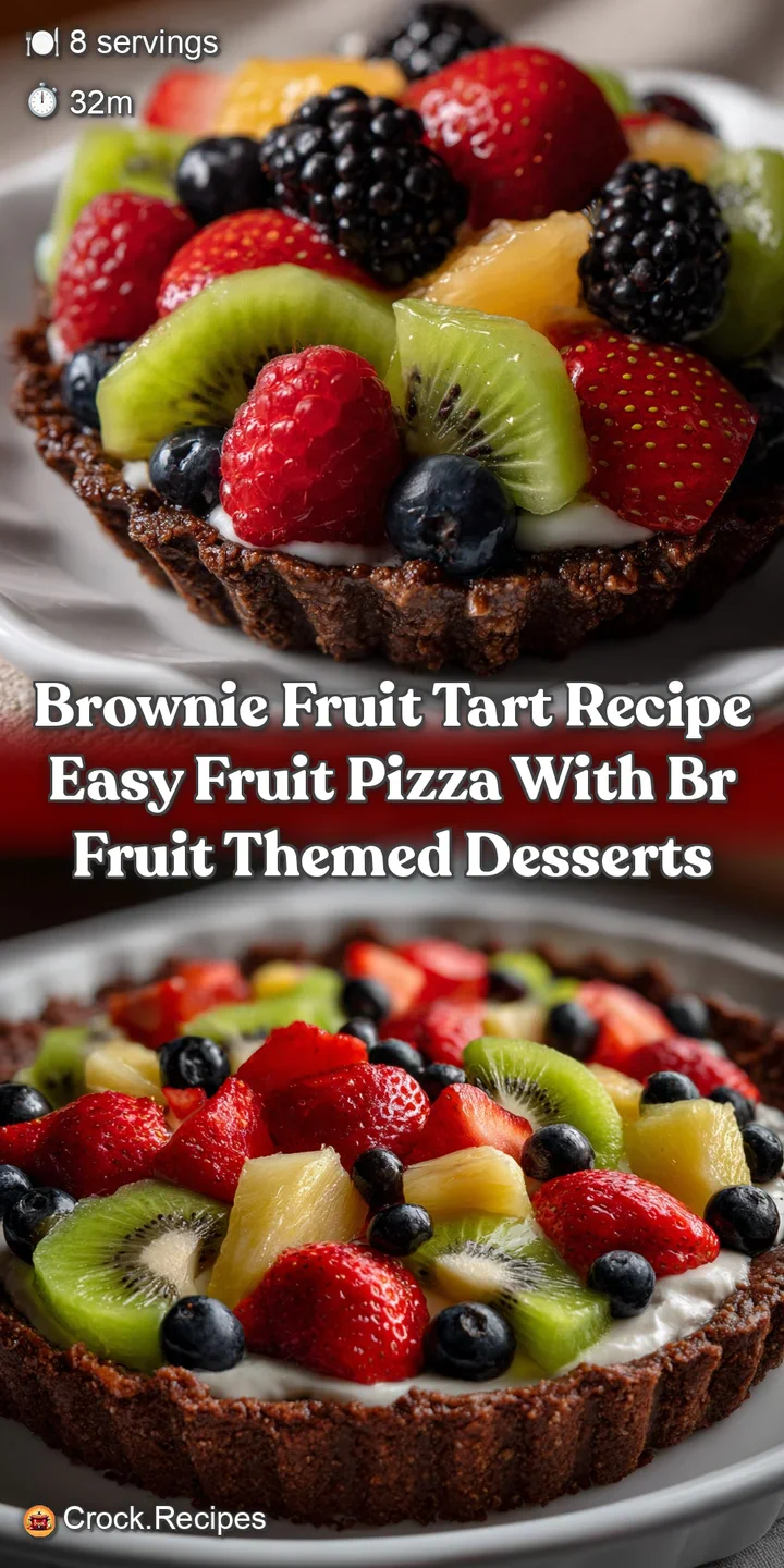 Brownie fruit tart recipe Easy fruit pizza with br Fruit Themed Desserts