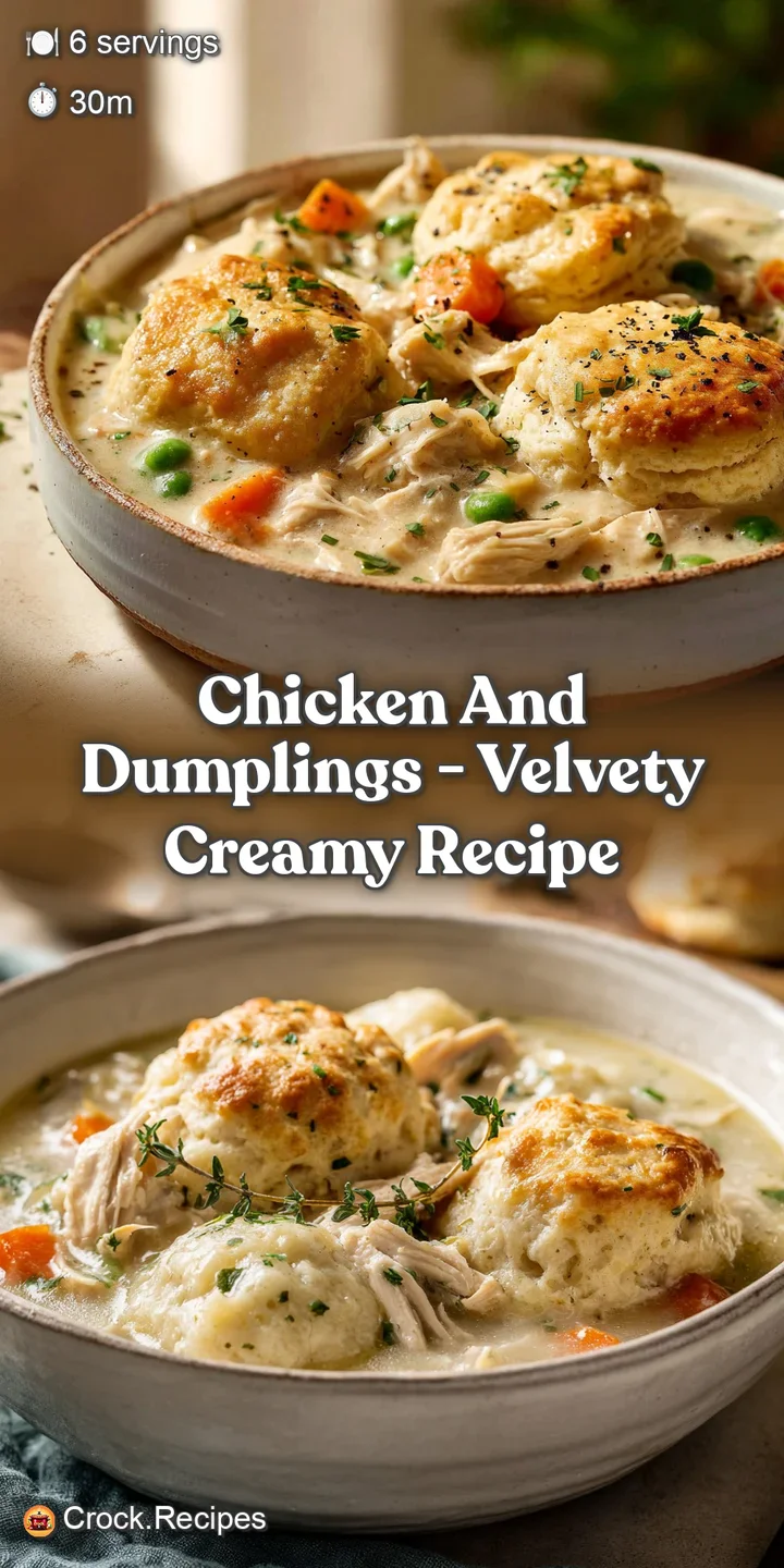 Close-up of steaming chicken and dumplings; golden-brown baked topping, creamy sauce, and tender chicken create an invitin...