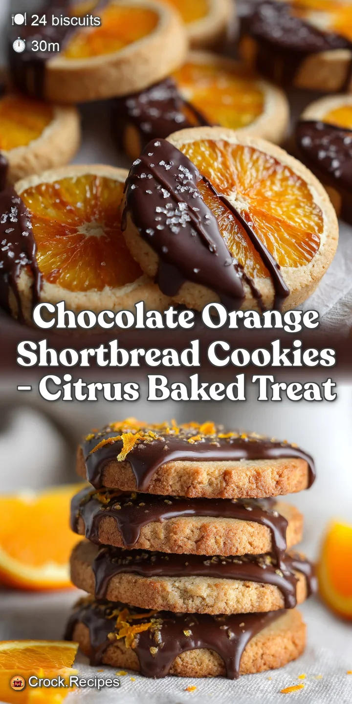 Close-up of a single shortbread cookie. The cookie is a deep, rich brown with visible flecks of orange zest and a tempting...