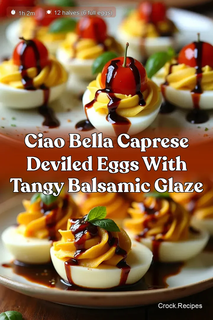 Ciao Bella Caprese Deviled Eggs with Tangy Balsamic Glaze