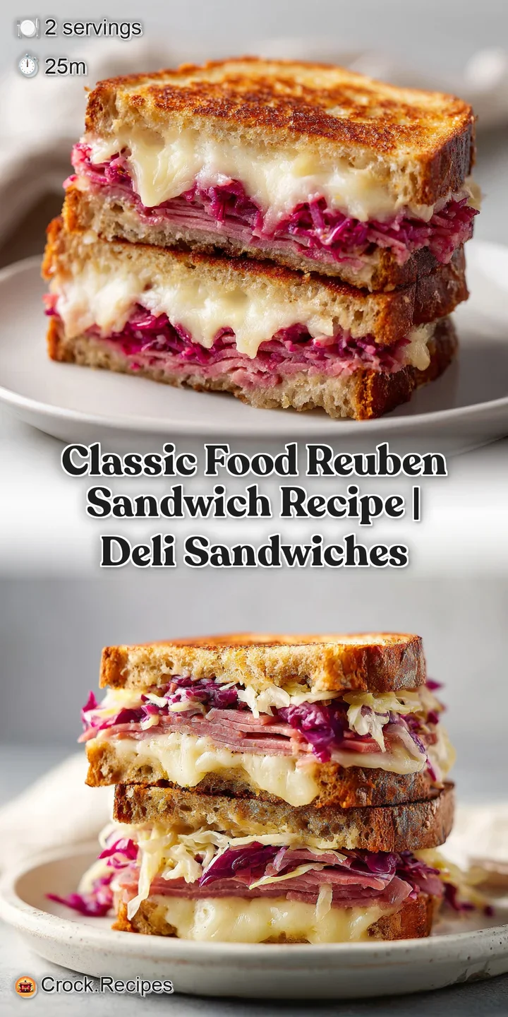 Close-up of a Reuben, showcasing marbled rye bread, layers of corned beef, melted Swiss, and creamy dressing, steaming and...