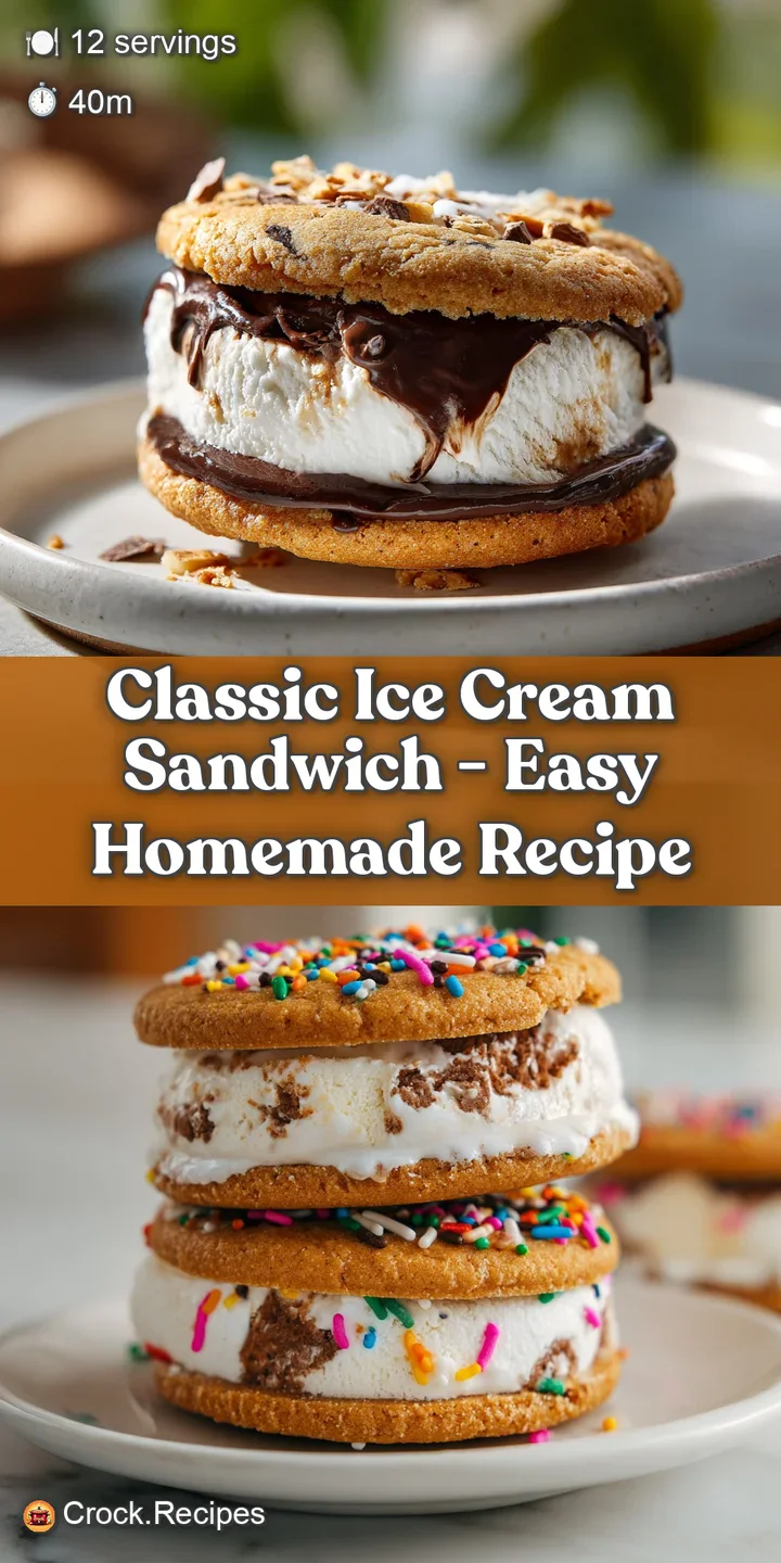 Close-up reveals the smooth, cold vanilla ice cream oozing slightly between two crisp, dark chocolate cookies. A tempting,...
