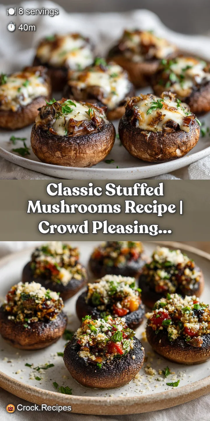 Close-up of a stuffed mushroom, bubbly cheese browned to perfection. Hints of garlic and herbs add depth to the rich, savo...