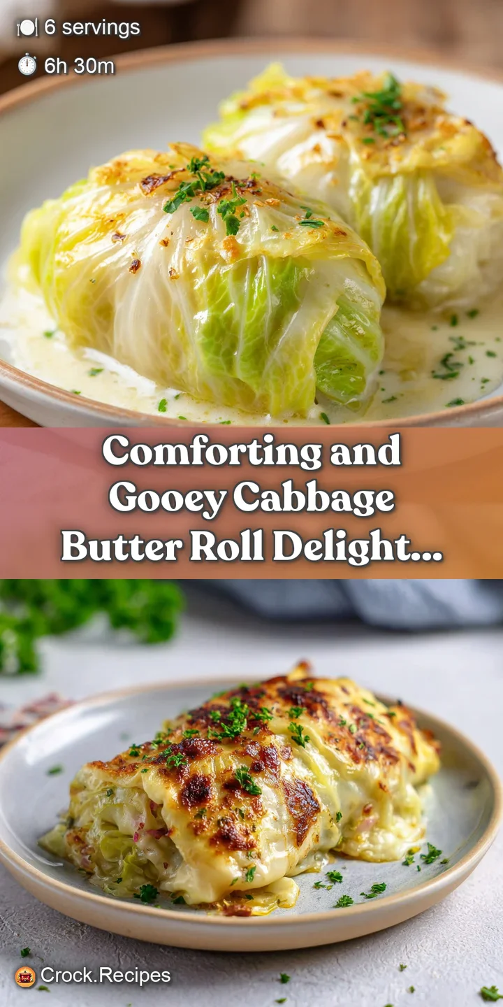 Close-up of a cabbage roll with visible layers, bathed in a luscious, buttery sauce, promising a deeply flavorful, home-st...