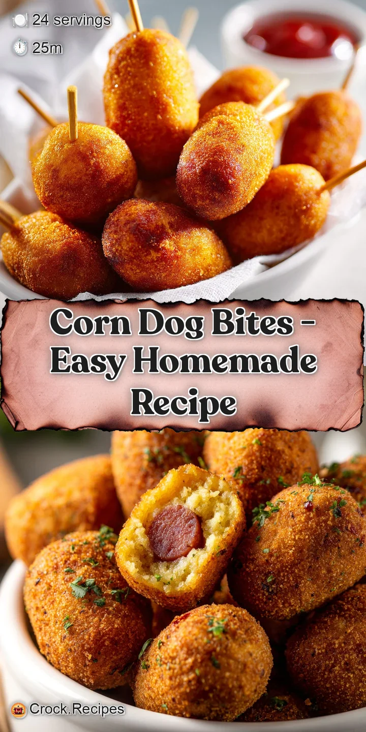 Close-up of a crispy, golden corn dog bite, revealing a juicy hot dog center. An inviting, savory detail.