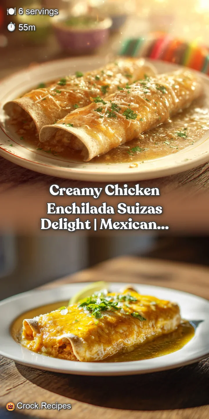 A close-up of tender chicken enchiladas smothered in a velvety tomatillo sauce with melted white cheese and a hint of spice.