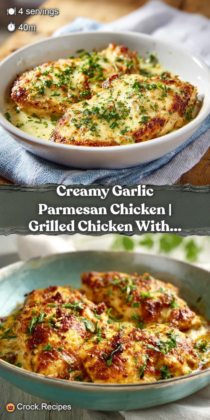 Close-up captures the rich, creamy texture of garlic parmesan sauce coating juicy chicken. A truly mouthwatering, flavorfu...