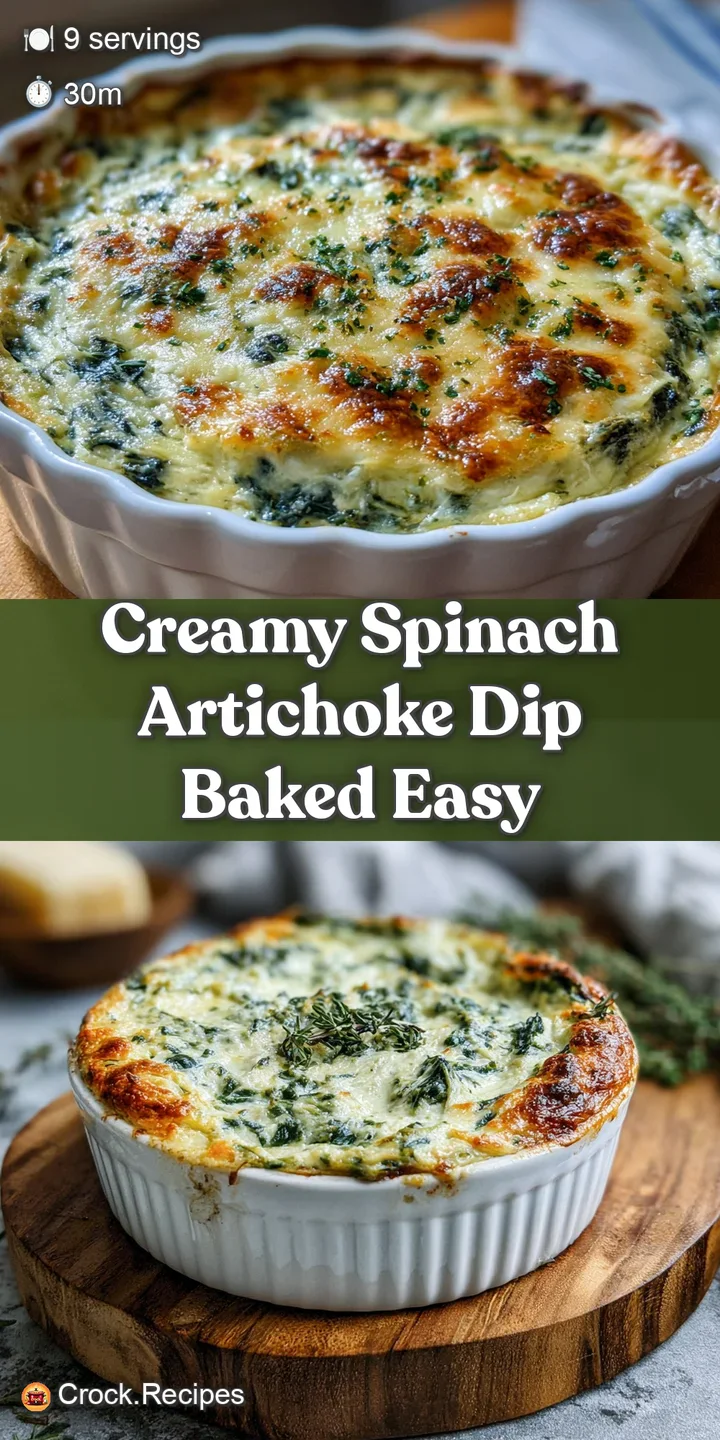 Close-up of warm, cheesy spinach artichoke dip with visible spinach strands and artichoke hearts, ready to be scooped up.