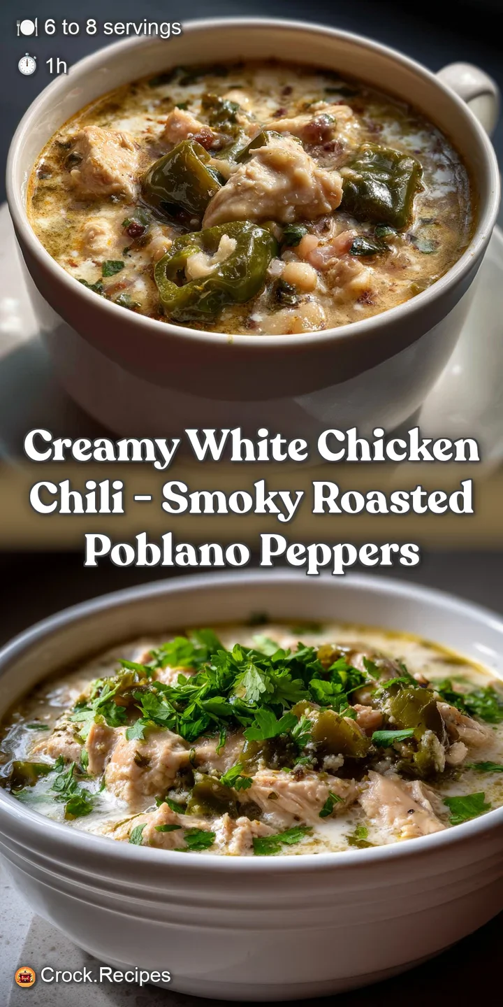 Creamy White Chicken Chili - Smoky Roasted Poblano Peppers
