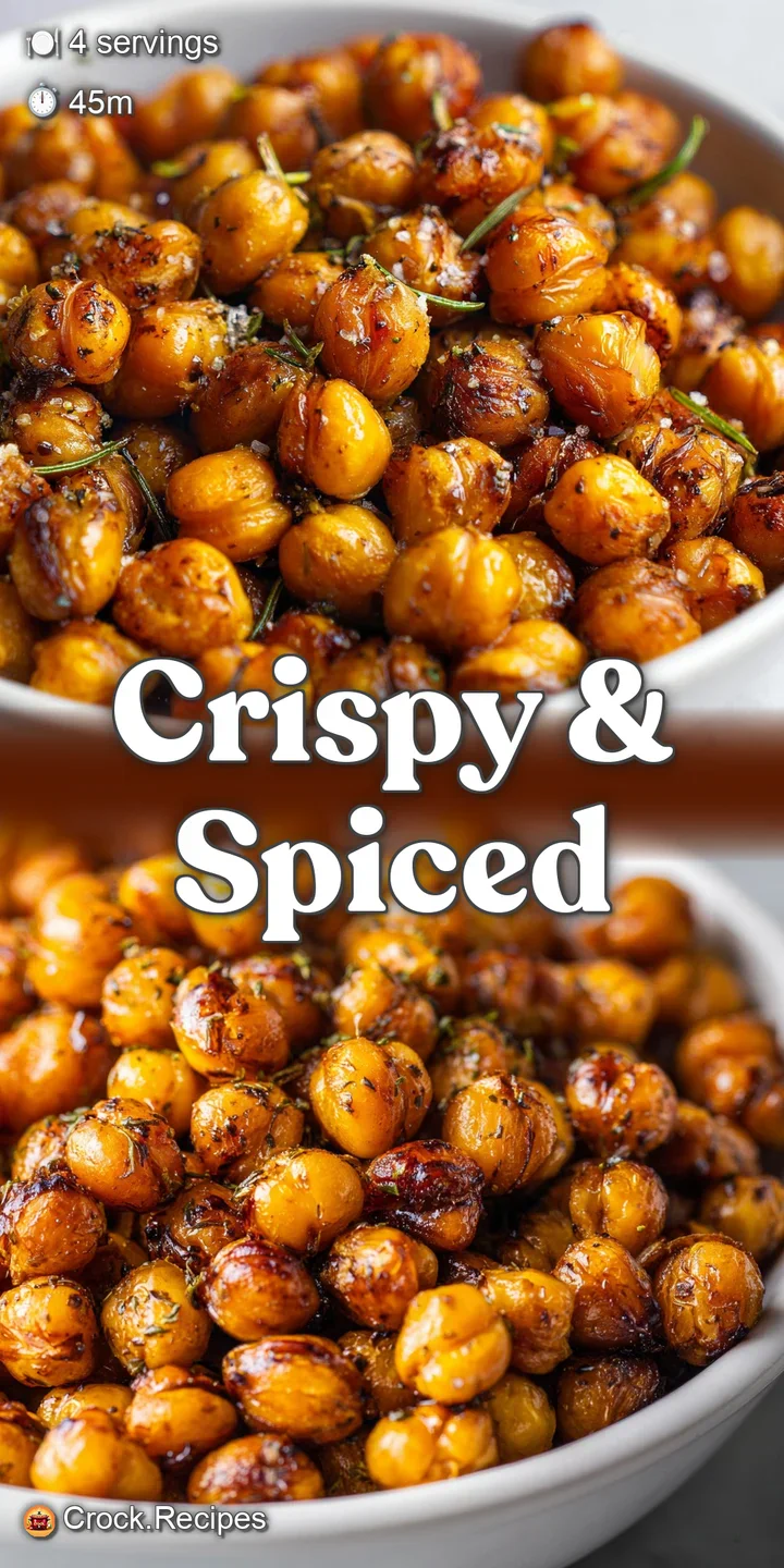 Close-up reveals the rough, ridged surface of a roasted chickpea, coated in warm spices, promising a burst of flavor and a...