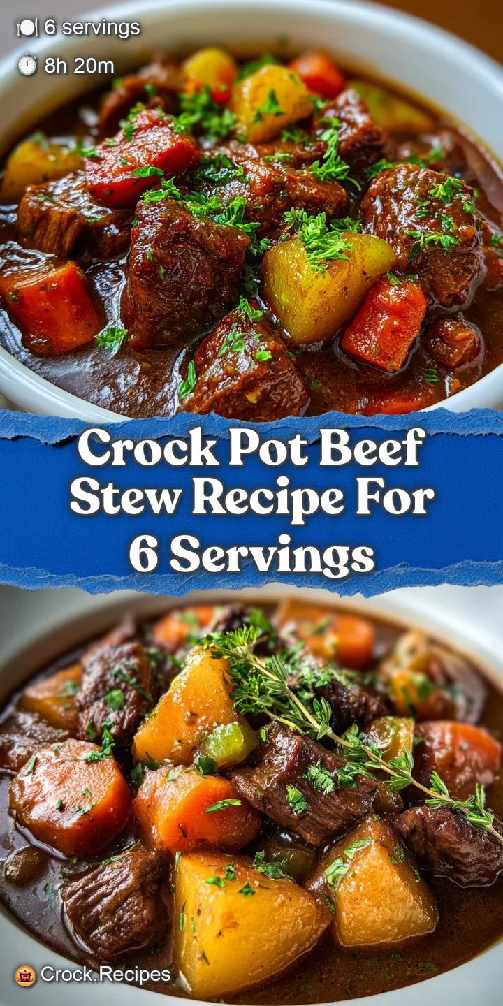 Close-up of glistening, tender beef chunks and soft carrots in a thick, rich beef stew, offering a comforting, home-cooked...