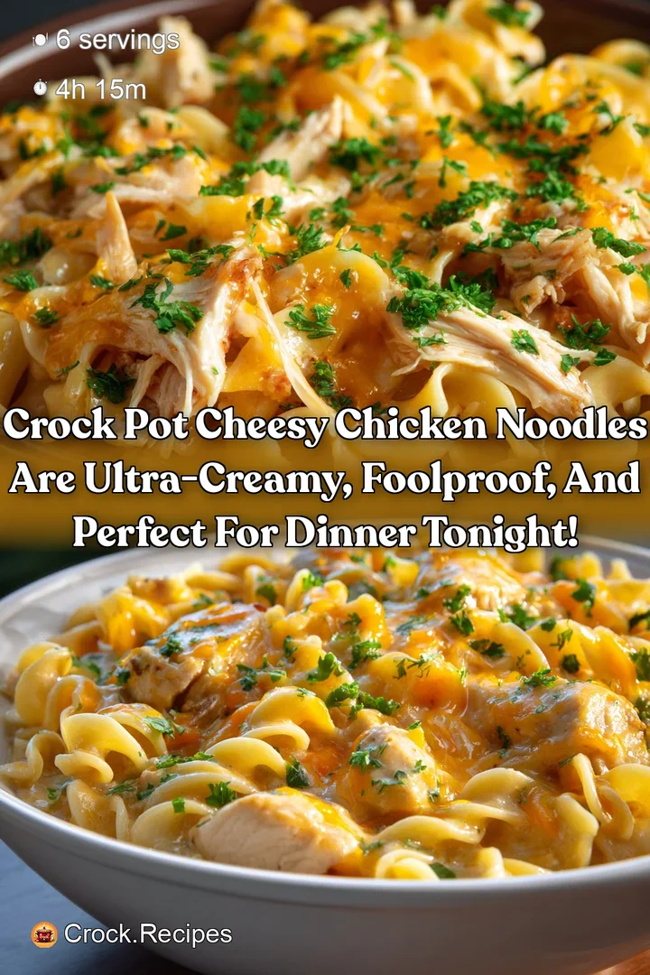 Crock Pot Cheesy Chicken Noodles are ultra-creamy foolproof and perfect for dinner tonight!