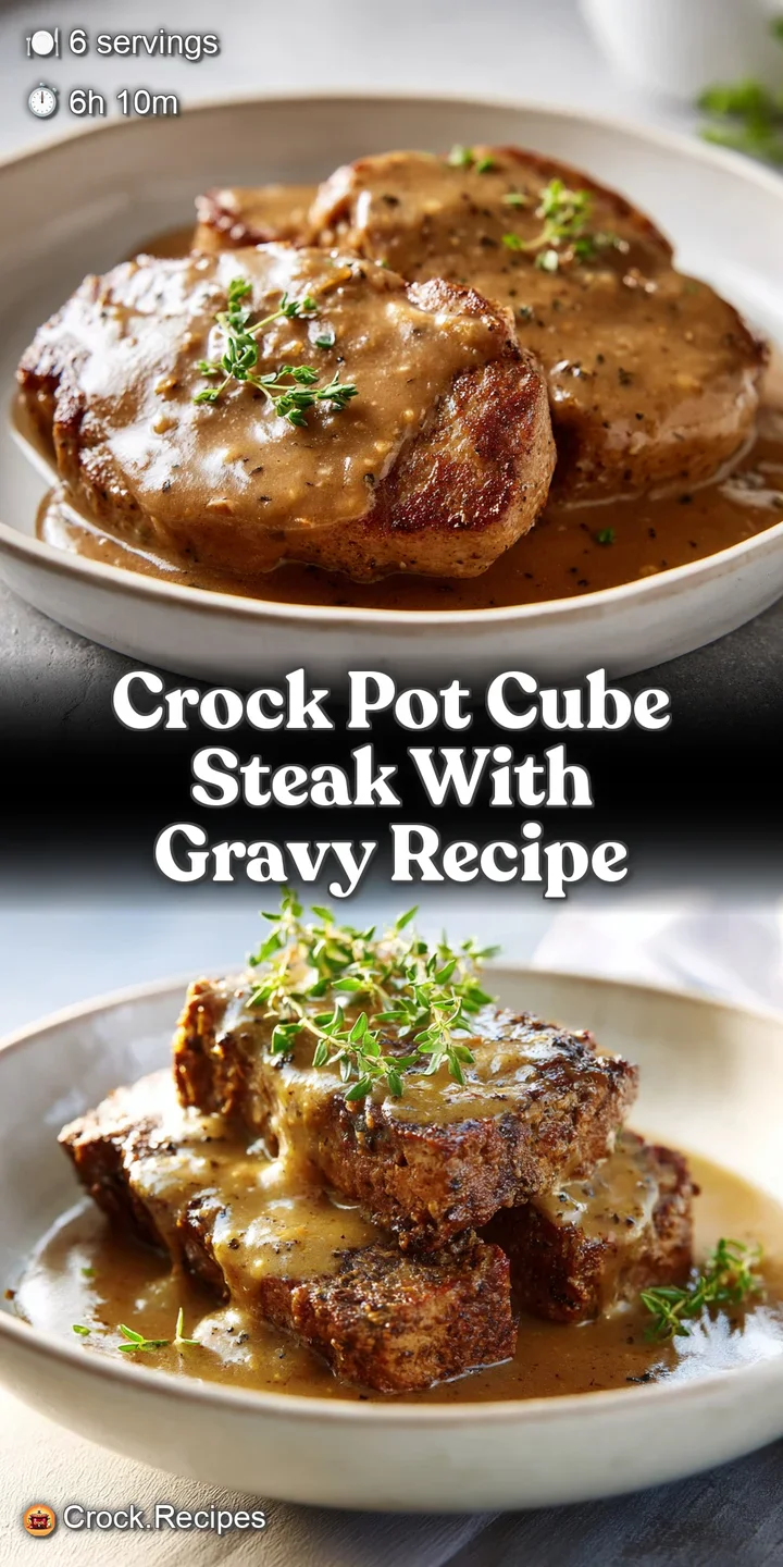 Close-up shot of glistening cube steak, smothered in a flavorful gravy, hinting at the tender texture and savory aroma of ...