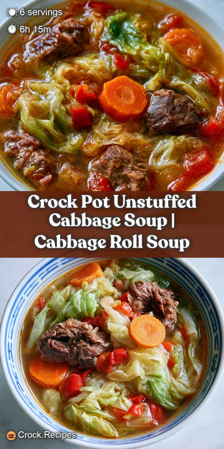 Close-up of juicy beef chunks and tender cabbage leaves glistening in a warm, steaming tomato-based broth.