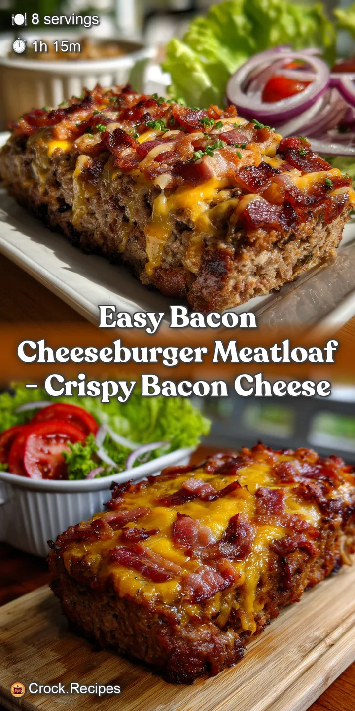 Easy Bacon Cheeseburger Meatloaf - Crispy Bacon Cheese