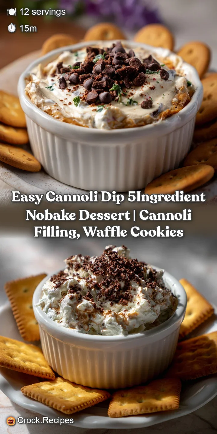 Easy Cannoli Dip 5Ingredient NoBake Dessert | Cannoli Filling Waffle Cookies