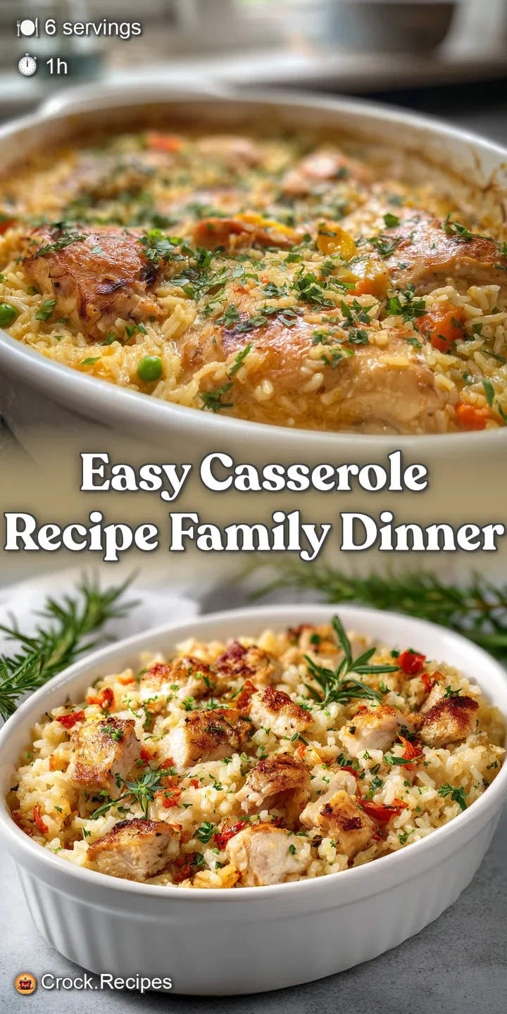 Close-up reveals the creamy, moist texture of the chicken and rice casserole with golden, slightly crisp edges and juicy c...