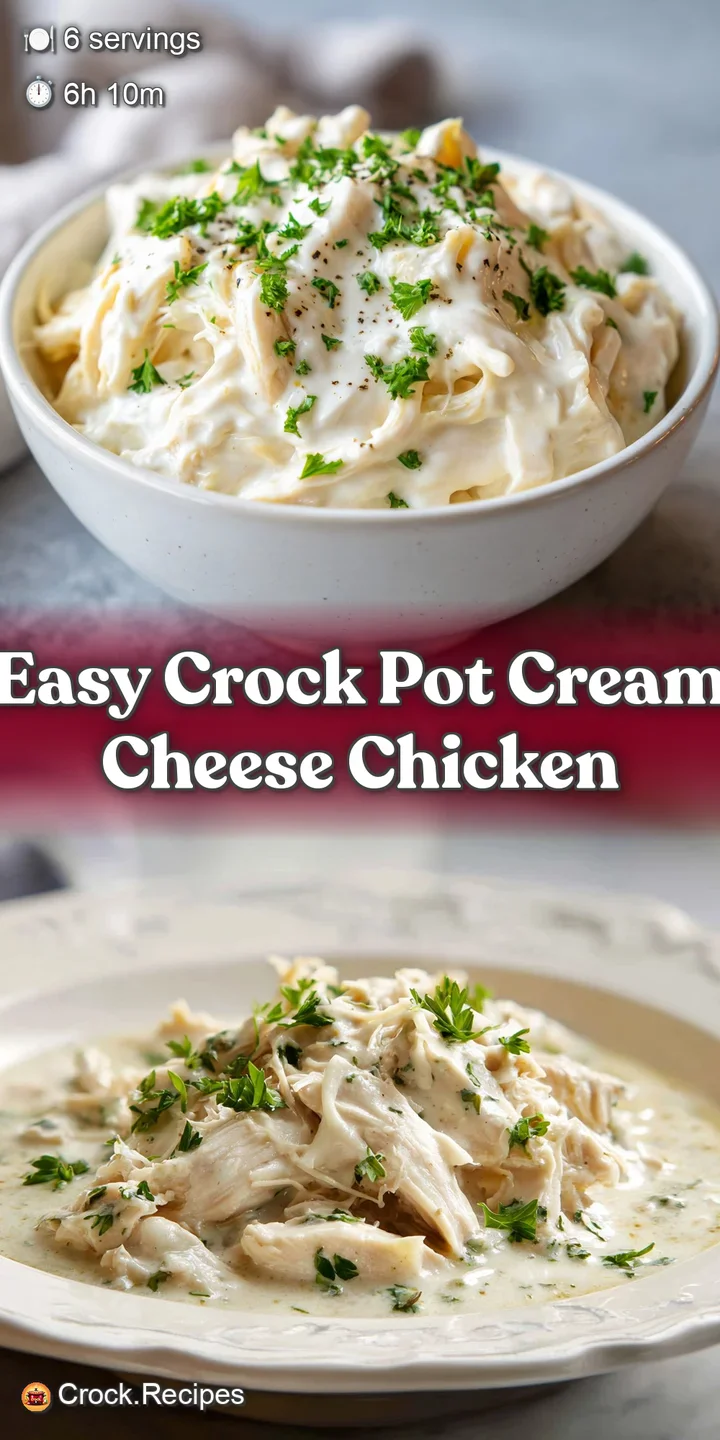 Close-up of succulent cream cheese chicken, highlighting the creamy sauce and tender, shredded texture. An inviting and ap...