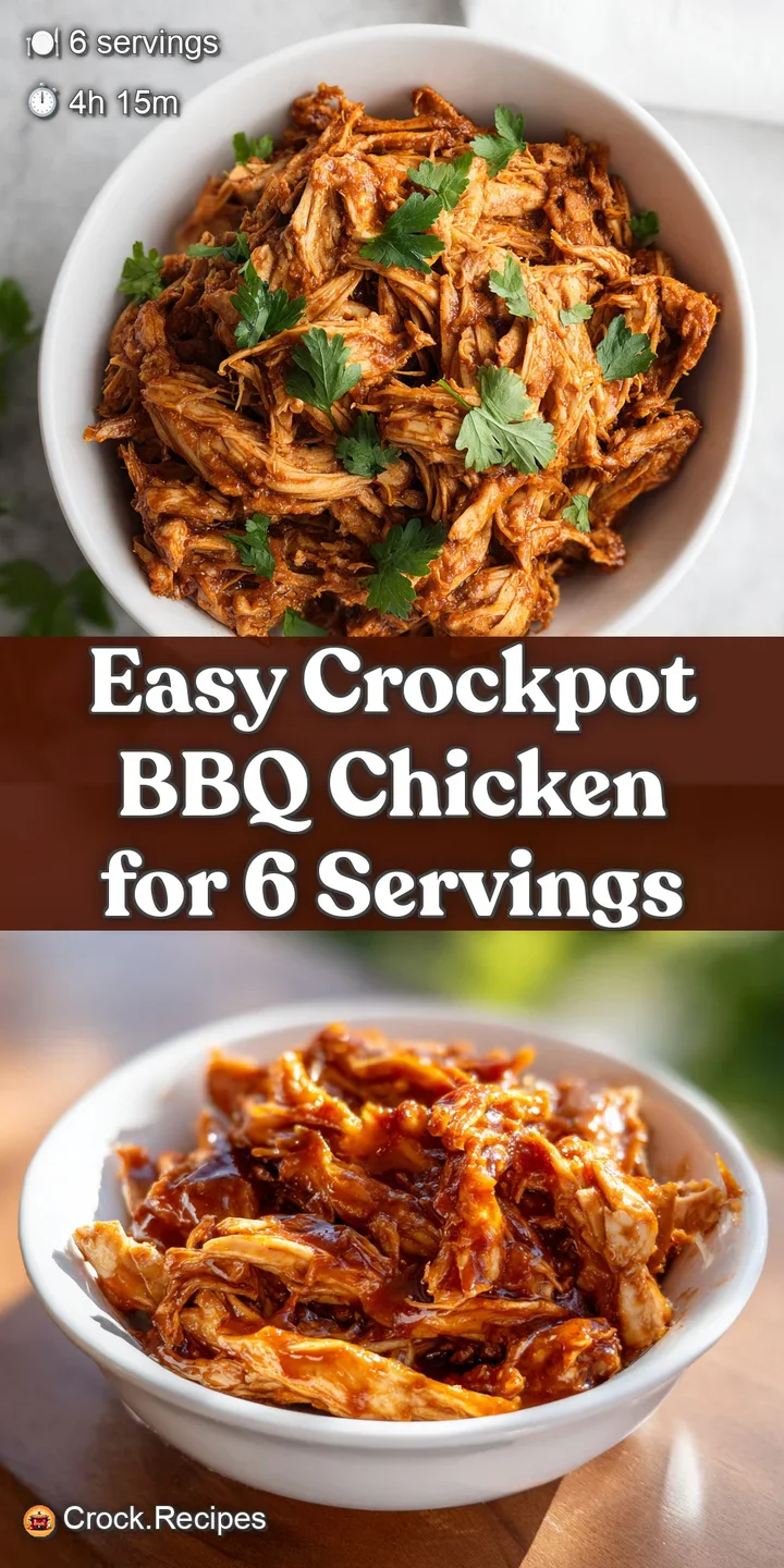 Close-up of glistening, shredded BBQ chicken, dripping with a rich, smoky sauce. Mouthwatering slow-cooked comfort food.