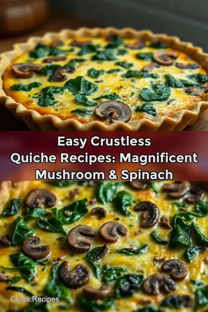 Easy Crustless Quiche Recipes: Magnificent Mushroom & Spinach