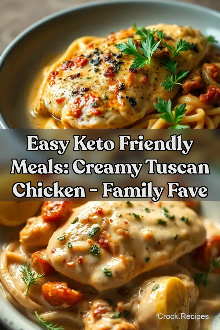 Easy Keto Friendly Meals: Creamy Tuscan Chicken - Family Fave : PIN FOR LATER Easy Keto Friendly Meals: Creamy Tuscan Chicken - Family Fave