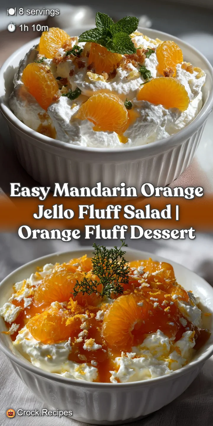 Easy Mandarin Orange Jello Fluff Salad | Orange Fluff Dessert