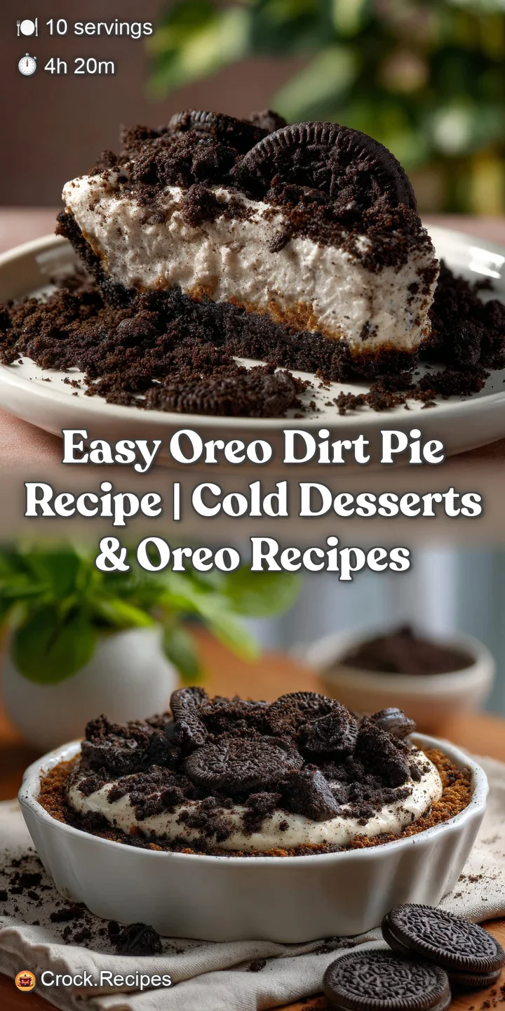 Dark, crumbly cookie crust cradles a fluffy, pale-brown mousse, topped with crushed cookies. A cool, refreshing dessert.