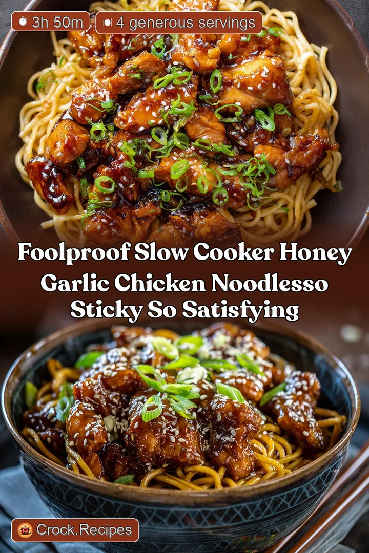 Foolproof Slow Cooker Honey Garlic Chicken NoodlesSo Sticky So Satisfying
