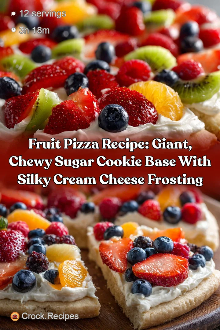 Fruit Pizza Recipe: Giant Chewy Sugar Cookie Base with Silky Cream Cheese Frosting