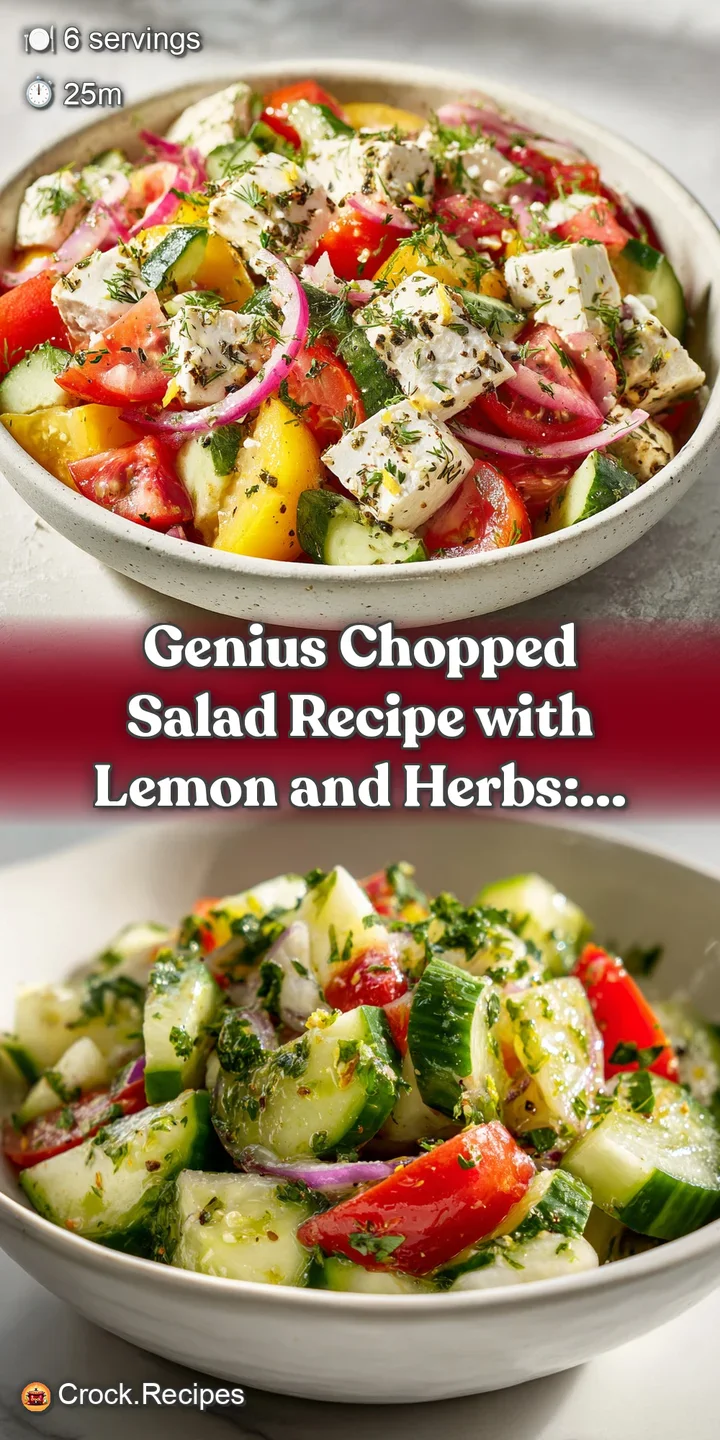 Close-up of a refreshing chopped salad showcasing crisp lettuce, juicy cucumbers, and a glistening lemon-herb vinaigrette.