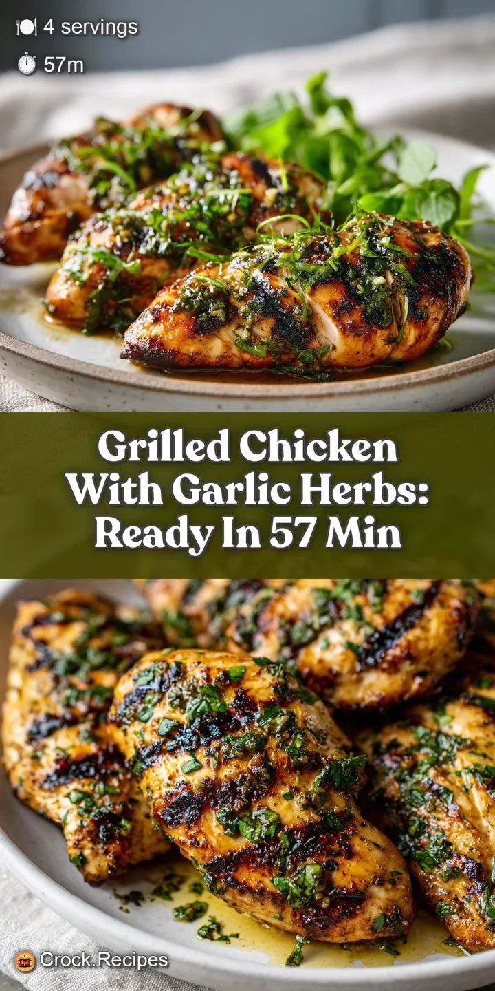 Close-up image capturing the char marks and glistening garlic herb marinade on grilled chicken, showcasing its juicy texture.