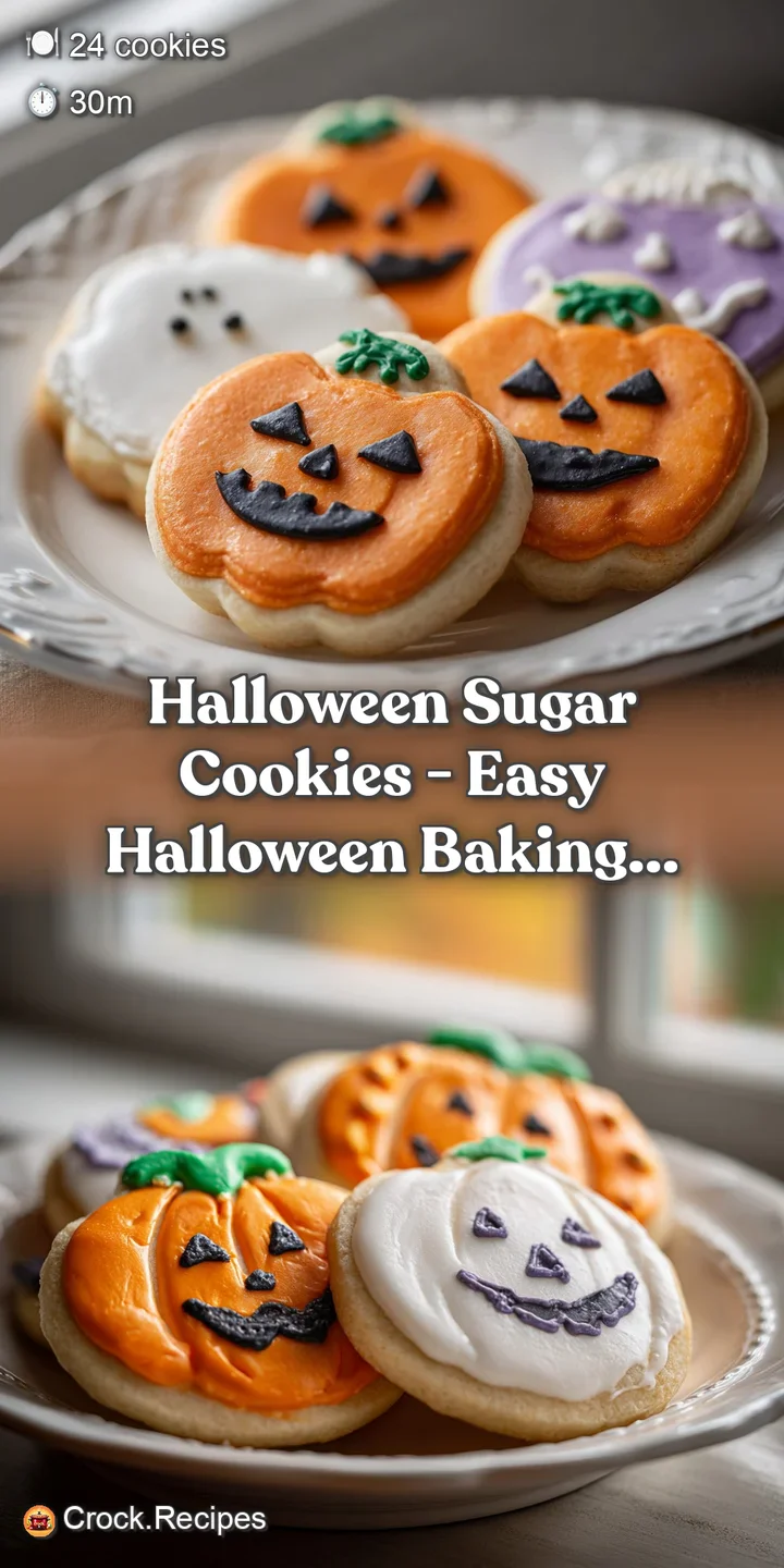 Close-up of a crisp, golden sugar cookie with detailed, eerie black icing designs.