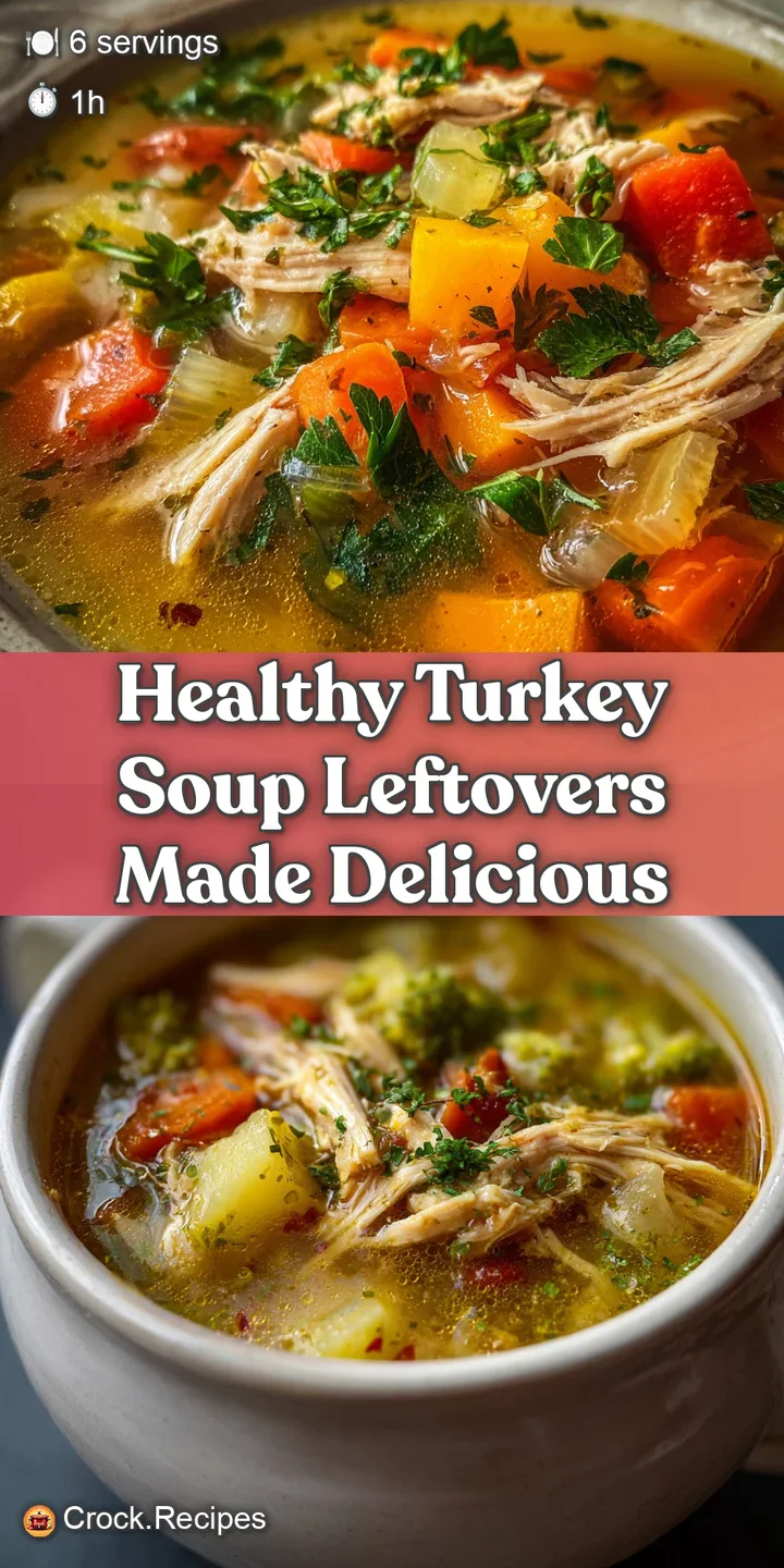 Close-up of glistening turkey soup showing tender turkey, bright vegetables, and rich broth. Hints of steam evoke comfort.