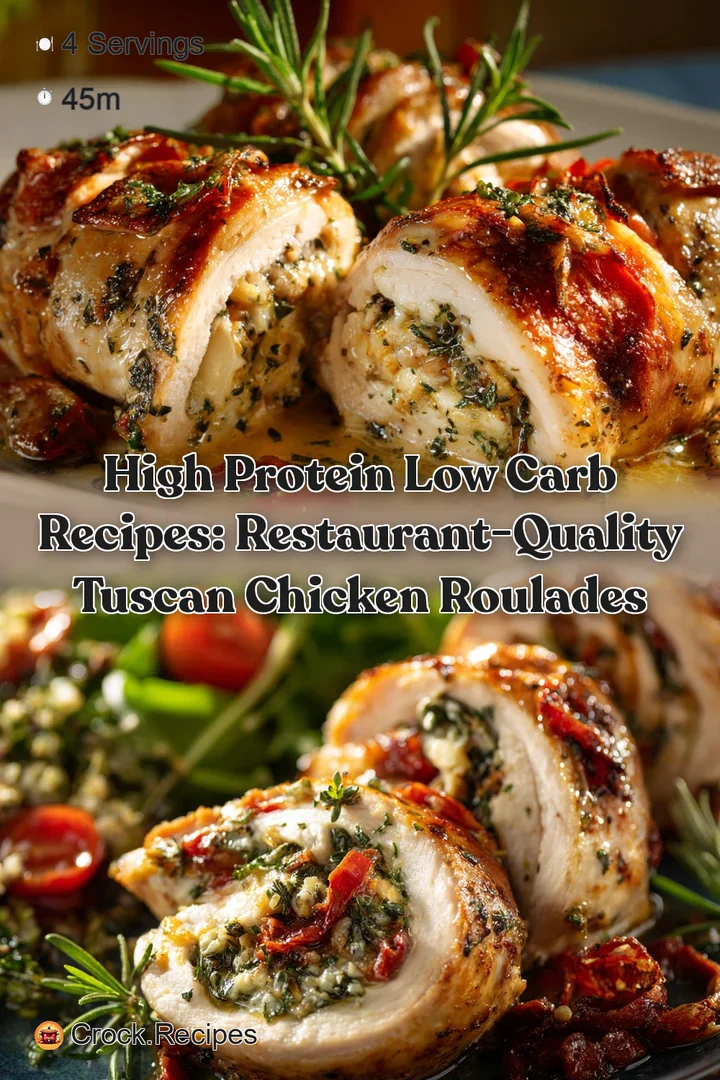 High Protein Low Carb Recipes: Restaurant-Quality Tuscan Chicken Roulades