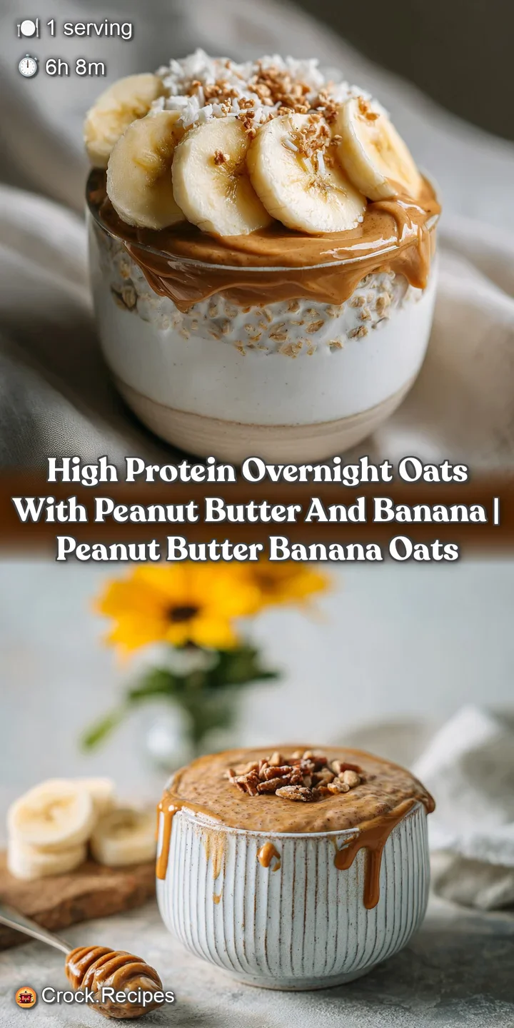 Close-up of a spoonful of velvety overnight oats with rich peanut butter ripples and a soft banana slice. Visually creamy ...