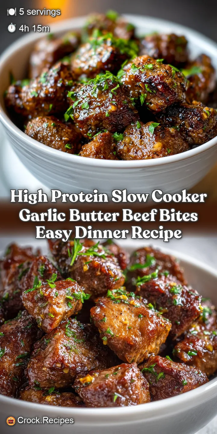 Close-up of succulent beef bites shimmering in a rich garlic butter sauce, hinting at a savory, melt-in-your-mouth delicio...