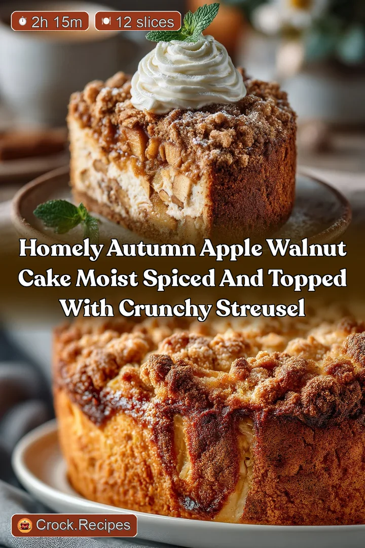 Homely Autumn Apple Walnut Cake Moist Spiced and Topped with Crunchy Streusel
